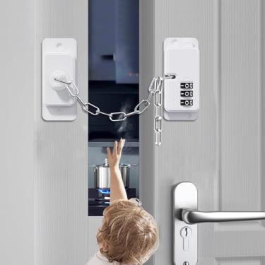Imagem de KIZZHISI Fechadura de porta à prova de crianças (pacote com 2), fechaduras de porta para segurança infantil e fechaduras de janela, para trava de geladeira, fechaduras de armário, trava de porta de
