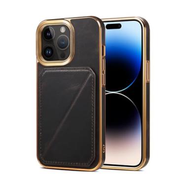 Imagem de YOGISU Capa de couro com porta-cartões para iPhone 16 ProMax, capa magnética com revestimento tipo carteira e à prova de choque (para iPhone 16 ProMax/preto)