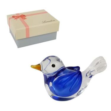 Imagem de Bibelô Passarinho de Murano Laradore Azul Com Caixa Presente