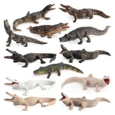 Imagem de Conjunto de bonecos realista de crocodilo, jacaré, PVC, crianças com m