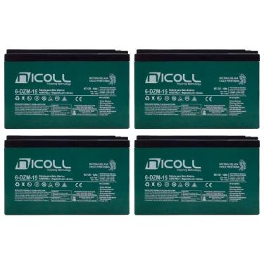 Imagem de Baterias cinza 12v 15ah p/ bike e veículos - ciclo profundo