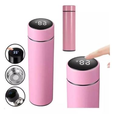 Imagem de Garrafa térmica inteligente aço sensor display digital rosa