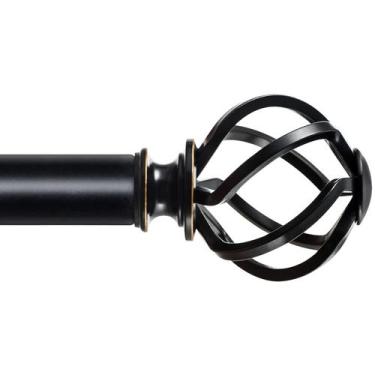 Imagem de Varão de cortina KAMANINA preto 183-366 cm, extremidade de gaiola torc