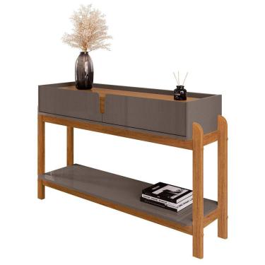 Imagem de Aparador de Sala 2 Gavetas 130cm Nay C14 Cinza Perola/Cedro - Mpozenato