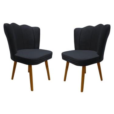 Imagem de Kit 2 Cadeiras Pétala Decorativa Tecido Veludo Pés Palito - Bela Móvei