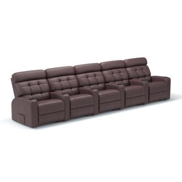 Imagem de Sofá 5 Lugares Reclinável Elétrico Massageador em Couro Bovino Linha C