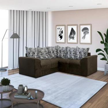 Imagem de Sofá de Canto Ideal Ellegance Relax - Alpoim, Marrom C/ Floral 603/33