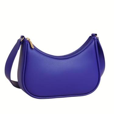 Imagem de Bolsa Feminina Meia Lua Pequena Elegante para Ombro e Mão, Alça Curta Estilo Moderno Bolsa Casual Versátil para Passeio, Festa, Dia a Dia (Violeta)