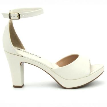 Imagem de Sandália Via Uno 411003 Salto Grosso Alto Meia Pata Calcanhar Fechado 