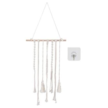 Imagem de Grampos de cabelo cabide suporte de laço de cabelo organizador mão tecido pingente exibição menina arcos bandanas laços de cabelo acessórios para quarto porta do banheiro parede