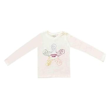Imagem de Blusa Básica Hering Kids Infantil Menina Manga Longa Branca Amazing Star-Feminino