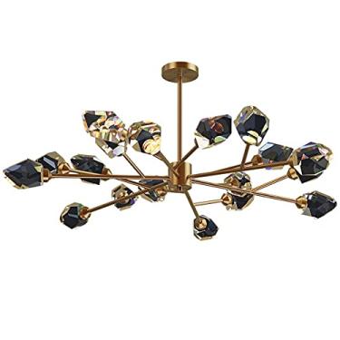 Imagem de ELFINFI Luzes de teto, lâmpada LED pós-moderna vidro cobre designer Art Deco candeeiro iluminação lustre suspensão luminária candeeiro compatível com sala de jantar