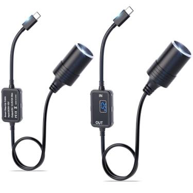Imagem de Adaptador USB C macho para isqueiro de 12 V: Adaptador USB C de 36 W para 12 V PD3.0 tipo C para soquete de isqueiro fêmea cabo de alimentação conversor para câmera veicular GPS, gravador de condução