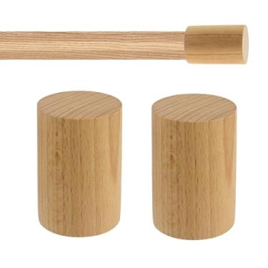 Imagem de KUMGROT Haste de cortina de madeira cilíndrica de 2,9 cm de diâmetro, substituição da tampa do varão de cortina, acessórios de varão de cortina faça você mesmo, tampas decorativas para quarto, sala de