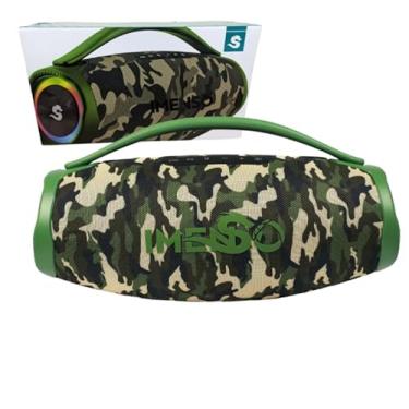 Imagem de Caixa de Som Bluetooth X69, 80W, Verde Camuflado, com 2 Microfones Sem Fio, IPX4, LED, Função Karaokê