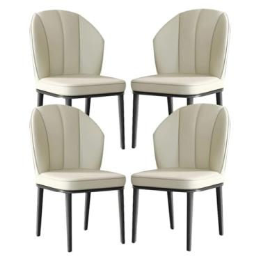 Imagem de ZYHSIJOBAS Conjunto de 4 cadeiras de jantar modernas para sala de jantar, cadeiras de jantar estofadas, cadeiras de jantar modernas para sala de estar, cadeiras laterais de couro PU à prova d'água com