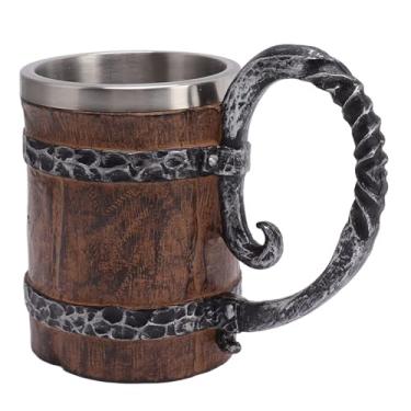 Imagem de Xcello Caneca de cerveja Viking com alça de aço inoxidável 304 para bar, restaurante, decoração de casa