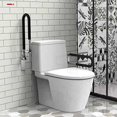 Imagem de Barras de apoio, suporte de segurança, trilhos de mão, assento de vaso sanitário para idosos com deficiência, barra de apoio de segurança dobrável em forma de U, corrimão de banheiro com tapetes de