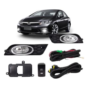 Imagem de Kit Farol Neblina Milha Auxiliar Honda New Civic 2012 2013 2014