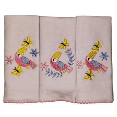 Imagem de Fralda de Boca Bird Rosa Malha 3 Peças - Liny Baby
