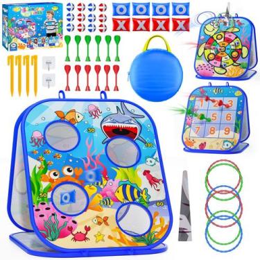 Imagem de Jogo Bean Bag Toss RIEYON 5 em 1 para crianças de 3 a 12 anos