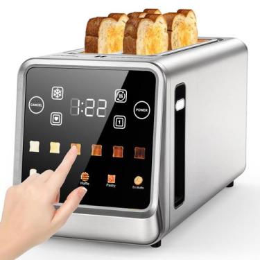 Imagem de Torradeira Foyoconven com tela de toque digital de 4 fatias em aço ino
