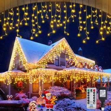 Imagem de Luces de cadena de carámbanos navideños YiYLunneo 20 m 120 gotas luz b