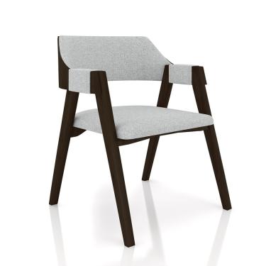 Imagem de Cadeira Sala de Jantar e Jogos Carteados Madeira Maciça Poker Linho Cinza/Capuccino G42 - Gran Belo