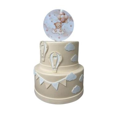 Imagem de Bolo fake chá de bebê balões - CATAVENTO FESTAS