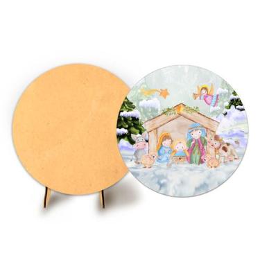 Imagem de Painel Redondo C Elastico 50cm Natal e Suporte MDF - Fadrix, NAT017