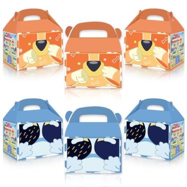 Imagem de 10 peças de decoração de festa de aniversário de cachorro azul desenho animado caixas de doces descartáveis suprimentos pata chá de bebê caixas de presentes decorações azul cachorro suprimentos de