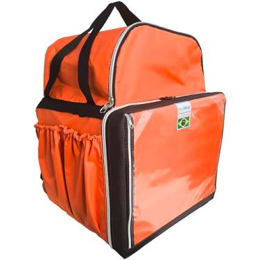 Imagem de Bag Brasil Mochila Térmica de 45 Litros para Delivery de Pizza, Reforçada com Isopor Laminado - Laranja