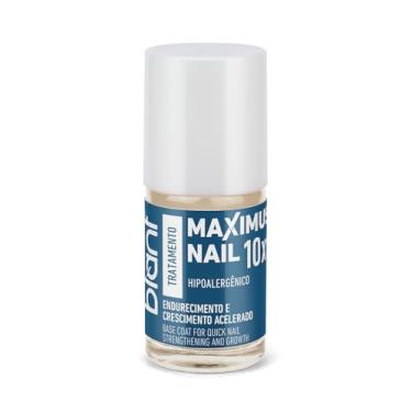 Imagem de Maximus Nail 10X1 com 8,5 mL BLANT com base vegana para unhas de ação total, que incorpora 10 ativos combinados a tecnologia que promove múltiplos benefícios em um único produto. Sua ação é rápida, pois os complexos de microingredientes e ativos encapsulados nutrem a raiz e penetram nas camadas da unha, tornando a superfície mais resistente, uniforme e saudável.