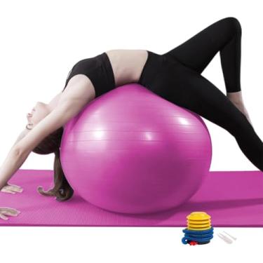 Imagem de GODREAM Bola Pilates, Bola Fisioterapia, Bola Suiça, 55 cm, 65 cm, 75 cm, Anti estouro, Suporta até 300kg, Ideal para Gravidez, Fitness, Yoga, Exercicios e Pilates em casa, com Bomba (Rosa, 75cm)