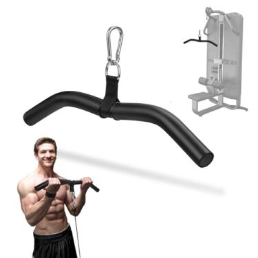 Imagem de Barras suspensas LAT atualizadas – 48 cm para serviço pesado LAT Pull Down Bar para máquina de cabo de ginástica em casa, alça de pressão profissional para cachos e tríceps com aderência de borracha