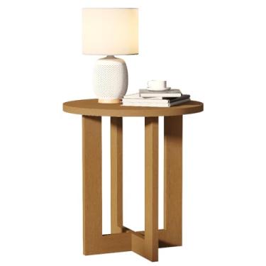 Imagem de Mesa Lateral Redonda em MDF – Mesa Decorativa e Funcional para Sala e Cantos (Nature)