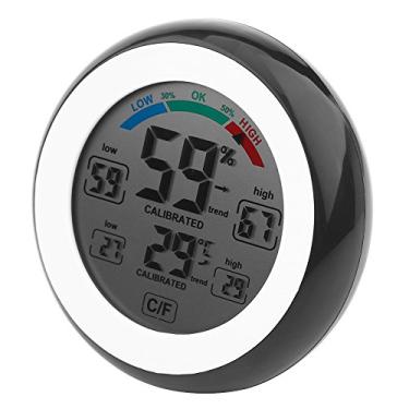 Imagem de Termômetro interno, higrômetro digital, termômetro ambiente, monitor de umidade, medidor eletrônico de umidade para home office armazém estufa jardim(Black)