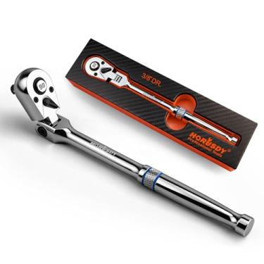 Imagem de HORUSDY Cabo catraca de cabeça flexível de 90 dentes, catraca CR-V ajustável de 180° com liberação rápida e interruptor reversível, chave de soquete de arco giratório de 4° para reparo automotivo