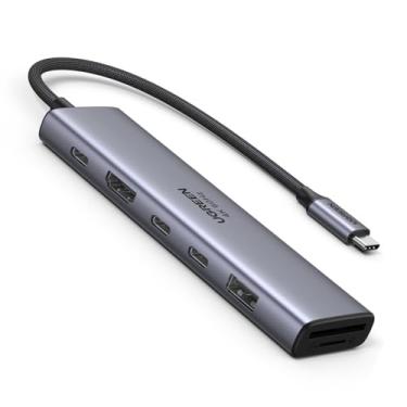 Imagem de Hub Usb-c 7 Em 1 Adaptador Multiportas 4k Hdmi 60hz 100w Pd 10gbps 2 Usb-c Usb 3.2 Leitor Cartão Sd/tf Compatível Com M1/m2 Prata - 45521