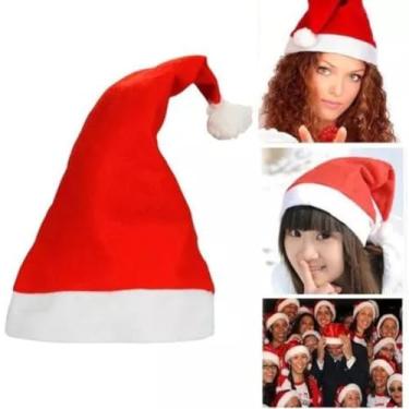 Imagem de Kit 10 Gorro Touca Do Papai Noel Feltro Liso Natal Enfeite 31cm x 41cm