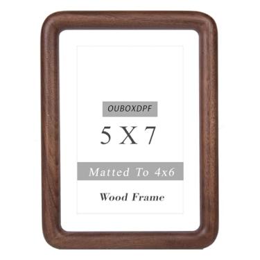 Imagem de OUBOXDPF Porta-retrato 12 x 17 cm, madeira 10 x 15 cm, moldura de canto arredondado de madeira maciça natural com vidro temperado para pendurar ou exibir na mesa horizontal ou verticalmente