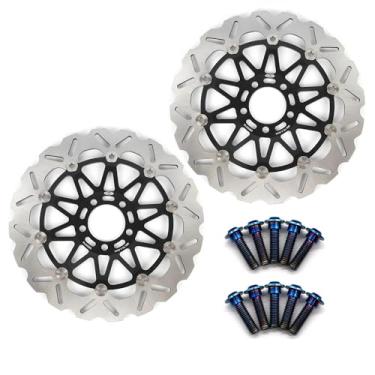 Imagem de Discos de freio dianteiro Arashi Rotores com parafusos de montagem para Kawasaki Ninja ZX12R 00-03, ZZR1200 02-05, Vulcan 1500 VN1500 MEAN STREAK 02-03, Vulcan 1600 VN1600 MEAN STREAK 04-07 Preto