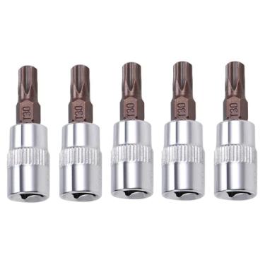 Imagem de 5 peças 1,38 polegadas T30 Torx Bit Sockets 1/10.2 cm Drive S2 Acessórios de ferramentas elétricas de aço para chave catraca de extensão broca elétrica