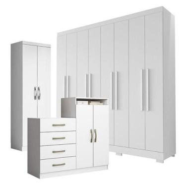 Imagem de Guarda Roupa Casal Porto 8 Portas 4 Gavetas com Cômoda Sapateira Londr