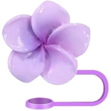 Imagem de Cobertura de palha de silicone para Stanley 30 e 1,134 g, cobertura de canudo à prova de respingos, tampa fofa de plumeria, capa de canudo reutilizável, capas de ponta de canudo para copos Stanley