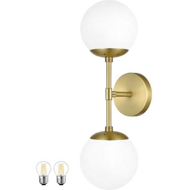 Imagem de Luminária de banheiro moderna de meados do século para banheiro com 2 lâmpadas, arandela de parede de meados do século