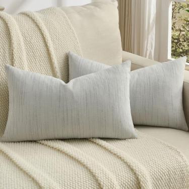 Imagem de FUTEI Capas de almofada cinza claro chenille conjunto de 20 x 50 cm, macio e aconchegante, pontilhado de meteoro, texturizado, decoração de casa moderna para sofá, sala de estar
