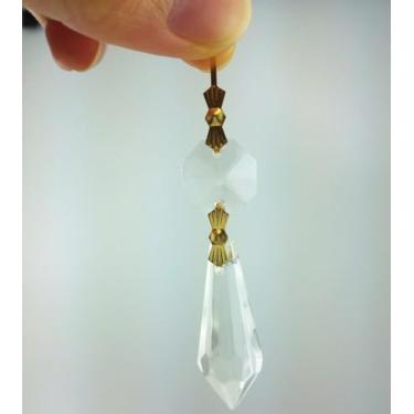 Imagem de Prisma de cristal, 20 peças, 38 mm, candelabro de cristal transparente, prismas em U, pingentes de lâmpada, conectores de latão