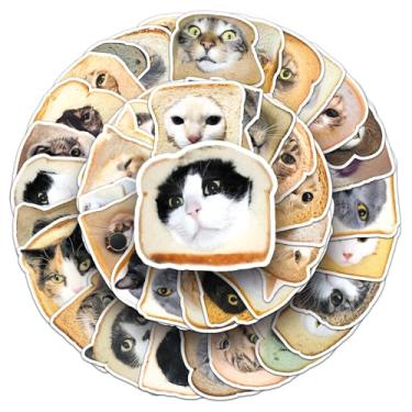 Imagem de 50 adesivos interessantes para gatos de pão, adequados para computador, celular, mala, capacete, garrafa de água, adesivos de decoração de guitarra
