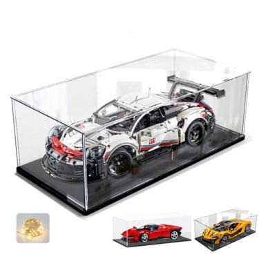 Imagem de Caixa de acrílico transparente, espesso, base de madeira e plástico, para modelo de Lego 42096 Porsche 911, 42172 McLaren P1, 42143, 42156, 42115, organizador grande, interior preto, 60 x 30 x 20 cm